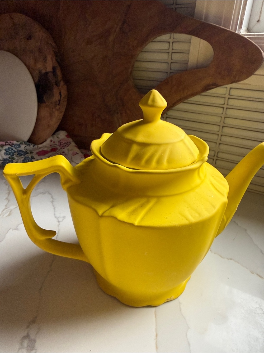 CB2 Bright Yellow Ceramic Teapot - Picture 3 of 3
